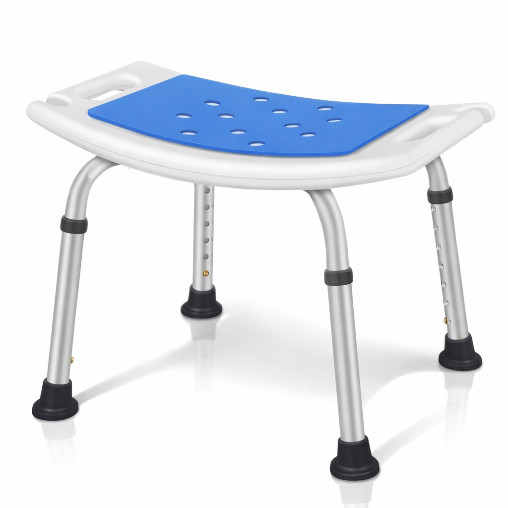 שרפרף רחצה טלסקופי אלומיניום מושב U | כולל משטח אנטי-סליפ 1 שרפרף רחצה טלסקופי אלומיניום