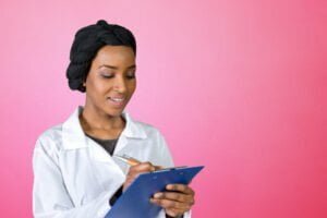 portrait happy confident african american female doctor