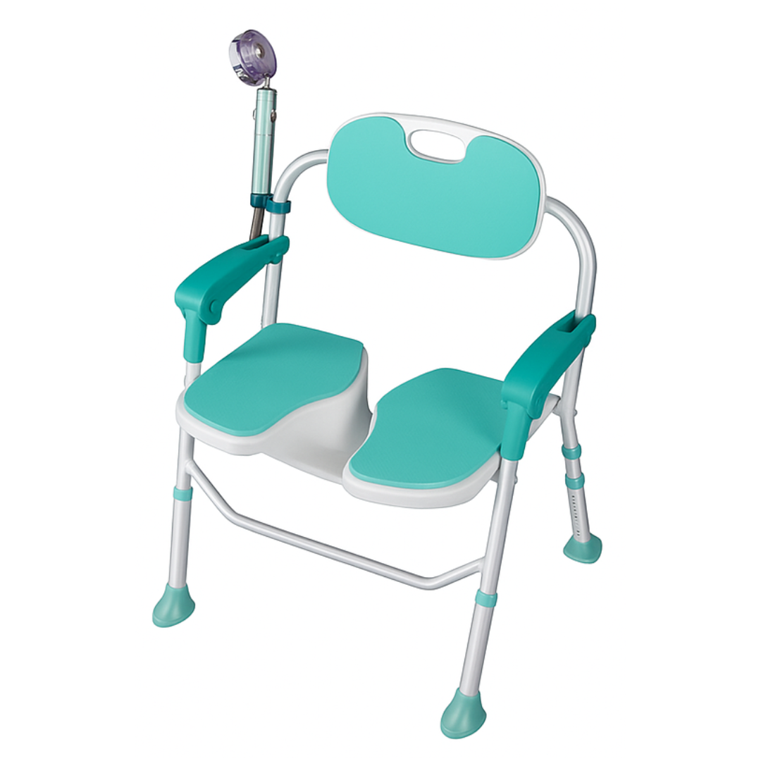 כסא רחצה מתקפל מאלומיניום עם פתח | דגם: לוגנו מתקפל (Lugano) 1 כיסא רחצה מתקפל