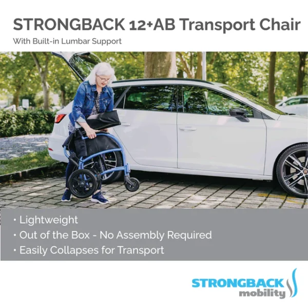 ⁦כיסא גלגלים Strongback העברה - מתקפל קל משקל⁩ – תמונה ⁦2⁩