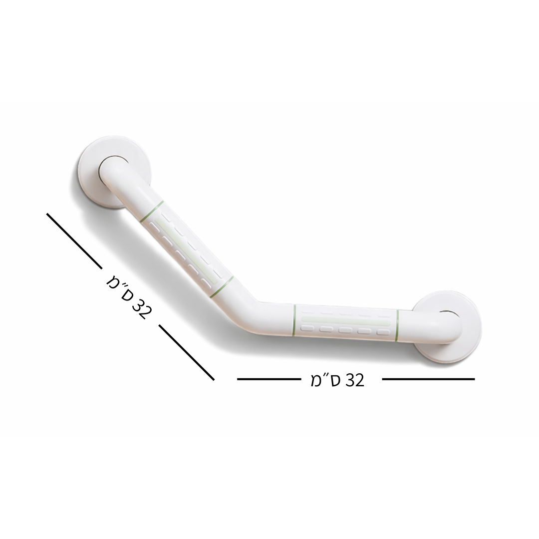 מאחז בטיחות פינתי לאמבטיה ולשירותים 32×32 ס״מ | מעטפת ABS | עד 600 ק״ג 1 מאחז בטיחות למקלחת פינתי ABS כולל המידות שלו