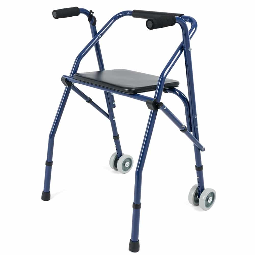 הליכון רולטור למבוגרים 2 גלגלים עם מושב ומשענת | צבע כחול 1 הליכון רולטור למבוגרים 2 גלגלים עם מושב ומשענת | צבע כחול | זווית אחורית