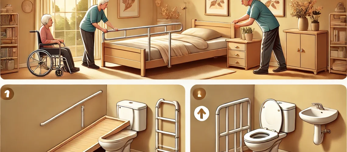 התקנת מעקות בטיחות למיטה והגבה לאסלה