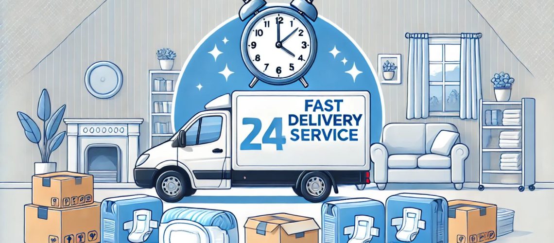 מסלול שירות משלוחים מהיר לאביזרים קריטיים: חיתולים למבוגרים, סדיניות ומגבונים